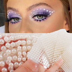 Yickyue 3D Pearl  for Eyes Face Makeup Temporary Tattoo Self Adhesive  Beauty White Pearl Jewels Stickers Festival Body Art Decorations