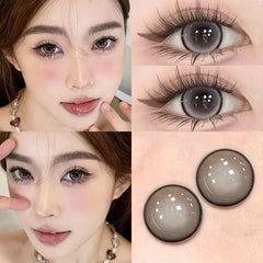YICKYUE  -  2pcs Contact Lenses for Eyes Natural Beauty Pupil with Myopia Prescription Blue Lenses Soft Round Lens Color Cosmetics