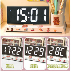 W&G Ins Pen Holder LED Clock Snooze Alarm Student 2021 New Wake Up Wake Up Children Girl Desktop Organizer Clock Digital Clock