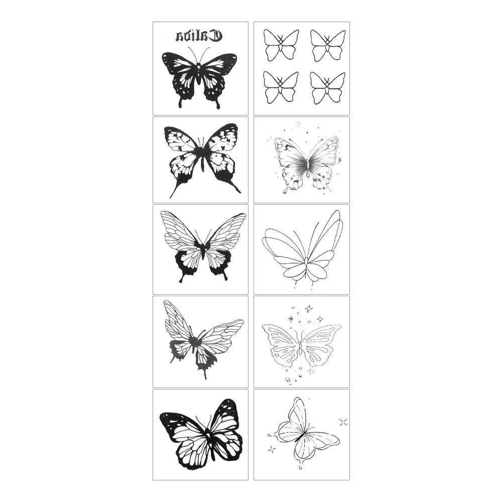 YICKYUE  -  Black Butterfly Temporary Tattoo Sticker 30PCS/set 3D Butterfly Fake Tattoo Transfer Waterproof Tattoo Legs Arm Body for Women