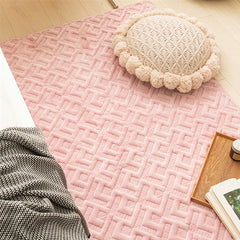 YICKYUE  -  Solid Color Flannel Carpet Retro Plaid Bedroom Floormat Nordic Bedside Rugs Coffee Table Mat Living Room Full Non-Slip Carpet