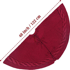 YICKYUE  -  NEW 48inch 122cm Christmas Knitted Tree Skirt Red Milk White Knitted Christmas Tree Apron Christmas Tree Skirt Decoration