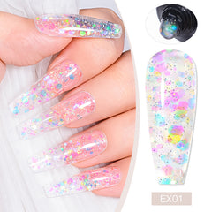 YICKYUE  -  20ml Glitter Extension Nail Gel Polish Black Red Sequins Reflective Semi Permanent UV Gel Varnish Nails Art Design