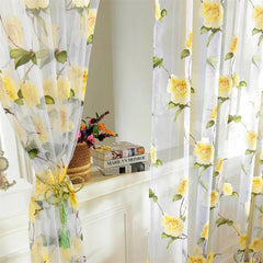 Floral Tulle Fabrics  Tulle Curtains for Living Room Bedroom Window Door Voile Panel Sheer Curtain