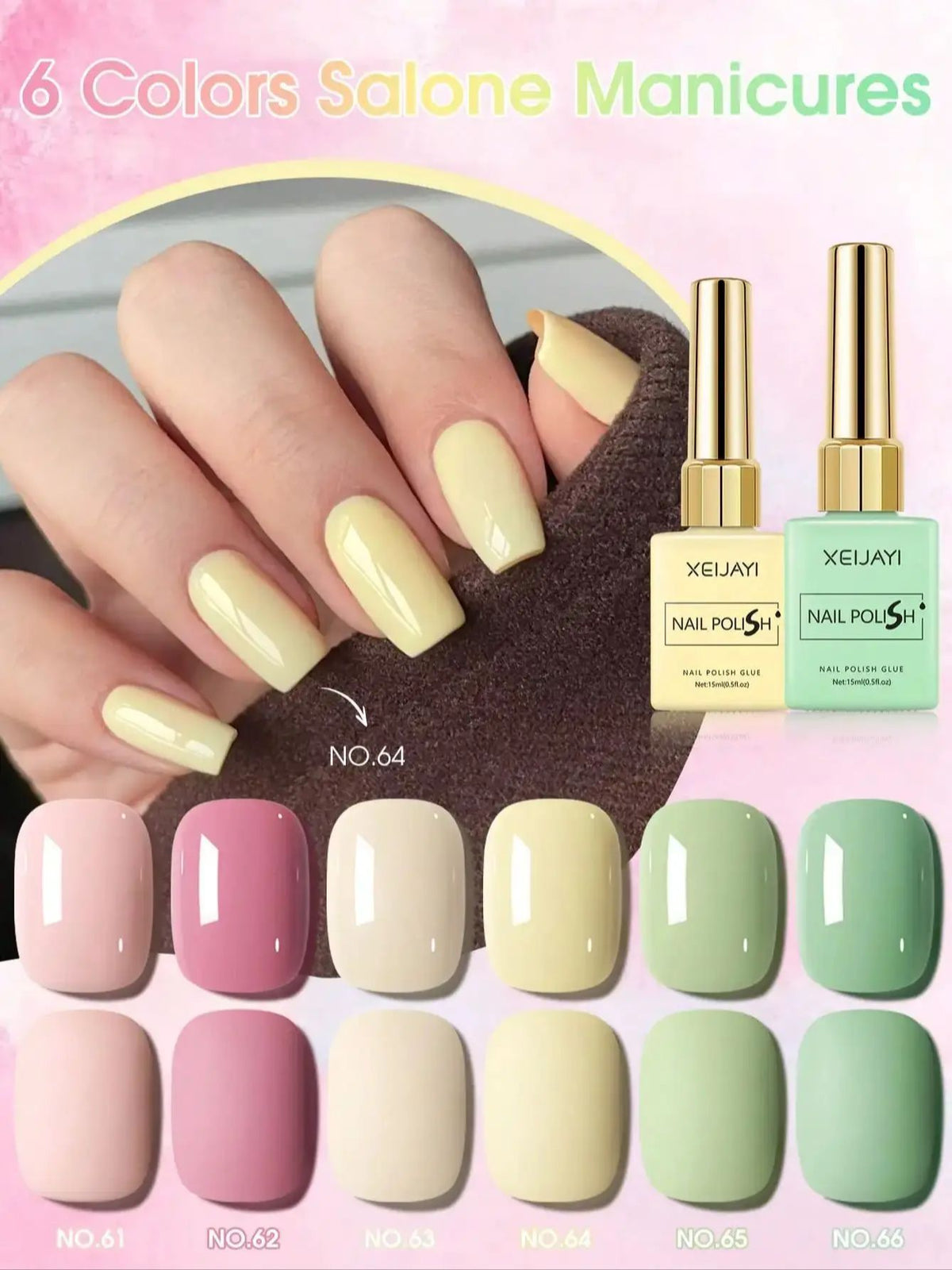 YICKYUE  -  6pcs 15ml colorful Gel Nail Polish Set, Long-Lasting UV LED Nail Art Varnish, Semi-Permanent, Lead-Free, Unscented Gel Form