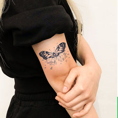 YICKYUE  -  1 Sheet Black Butterfly Fish Design Temporary Tattoos for Women Men Personality Animal Fake Tattoo Sticker Hands Body Art