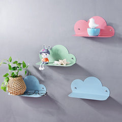 Wrought Iron Cloud Shape Wall Mounted Rack Wall Hanging Shelves Decoration Children Kid's DIY Bed Room Ornaments Storage Rack