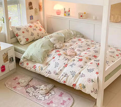 YICKYUE  -  Cute sweet colorful flower bedding set single double,twin full queen king cotton home textile bed sheet pillow case quilt cover