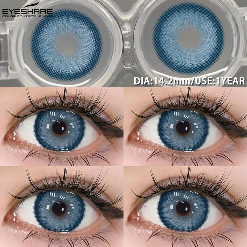 1pair Blue Contact Lenses For Eyes Korean Cute Lens Eye Makeup Pupil Brown Softlenses Women‘s color contact lenses