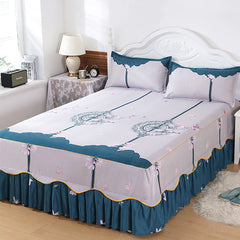 1PC Plaid Bed Sheet Printed Bedding Set Soft Bedspread lace bedding home decor Single Queen King Size Bedskirt Mattress Cover
