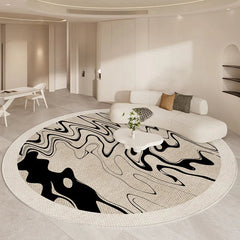 YICKYUE  -  Round Beige Minimalism Rug Luxurious Living Room Carpet High Quality Bedroom Study Rugs Soft Comfortable Bedside Carpets Tapete