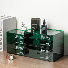 YICKYUE  -  New Desktop Transparent Drawer Storage Box File Storage Box Bedroom Study Superimposed Combination Storage Cabinet Home Office