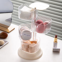 YICKYUE  -  Rotating Storage Box Jewelry Hair Clip Organizer Case Transparent Sundries Storages Boxes Cosmetics Make Up Storage Cases