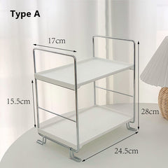 Yickyue Cutelife Nordic White Metal Plastic Storage Shelf Home Decor Organization Cutlery Shelf Ins Bathroom Kitchen Accessories Shelf