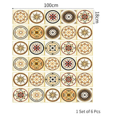 6Pcs/Set Bohemian Pattern Stairs Stickers Pvc Waterproof And Wear-Resistant Wall Stickers Floor Steps Stickers Decoration