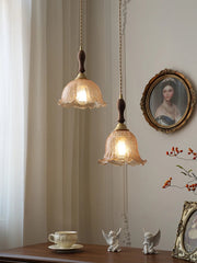 YICKYUE  -  Japanese Cracked Glass Pendant Lights Hanging Lamp Vintage Brass for Bar Dining Table Bedside Bedroom Small Chandelier