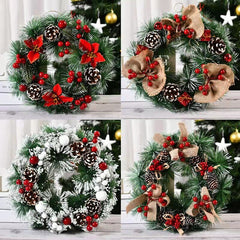 Yickyue Christmas Double Bell Garland Faux Pine Cones Red Berries Garland Door Wall Hanging Merry Christmas Decoration Navidad New Year