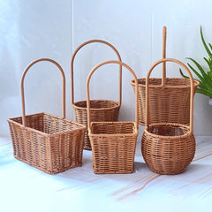 YICKYUE  -  Handwoven Storage Basket Rattan Snack Fruit Picnic Basket Wedding Flower Hand Baskets Portable Sundries Organizer Container