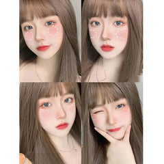 Yickyue Korean Monochrome Powder Blusher Lustrous Matte White Tender Pink Orange Powder Blusher Available All Year Round