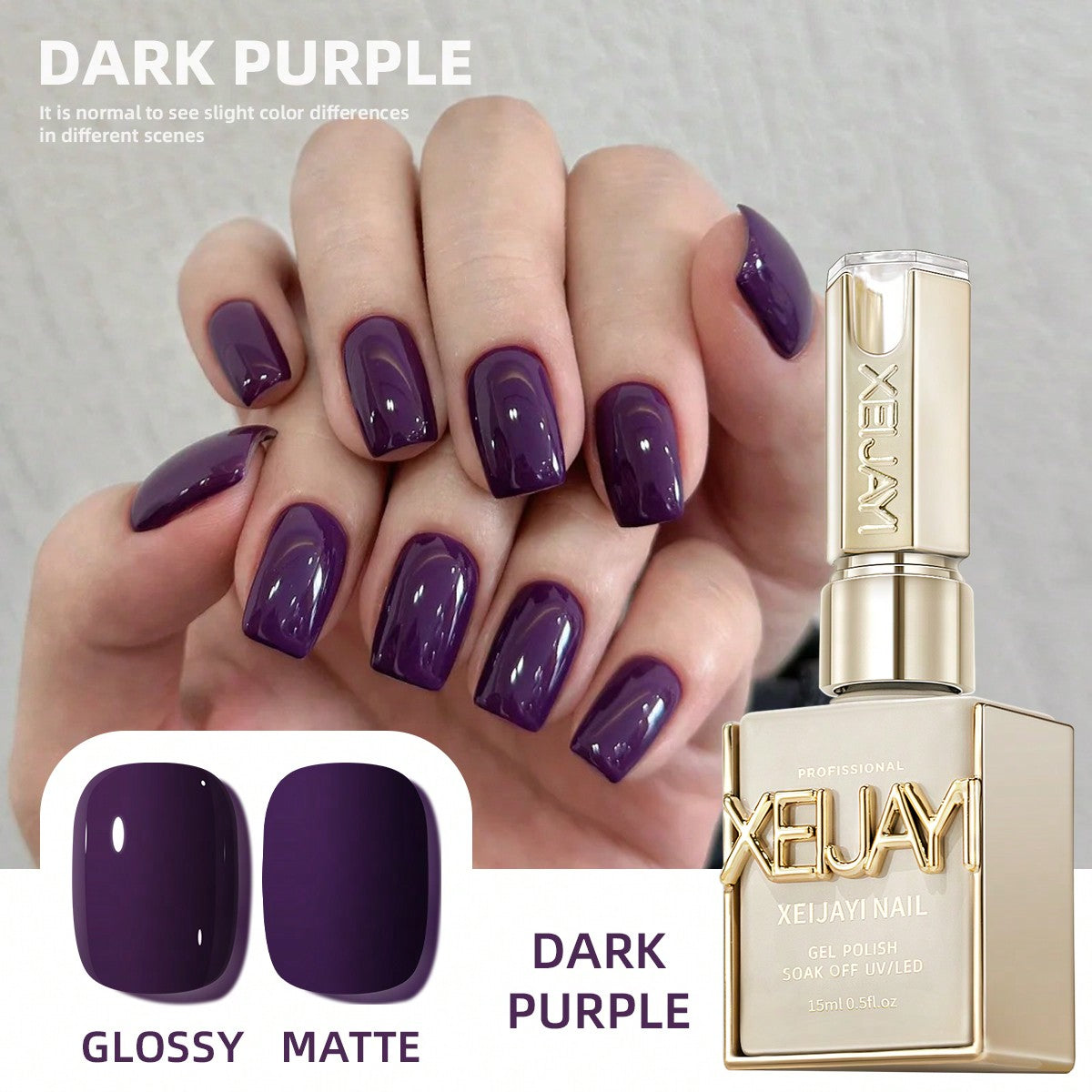 YICKYUE  -  15ml Dark Purple Gel Nail Polish Starter Pure Soak Off No Wipe Nail Gel Polish Suitable For All Seasons