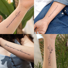 YICKYUE  -  2Pcs Inspirational English Letter Tattoo Sticker Temporary Waterproof Body Art English Alphabet Juice Ink Fake Tattoo for Woman