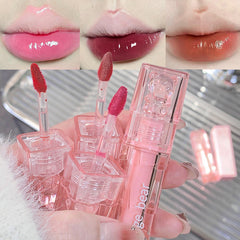 YICKYUE  -  Transparent Water Glossy Cute Bear Lip Gloss Red Mirror Jelly Liquid Lipstick Moisturizing Long-lasting Lip Tint Stain Cosmetics