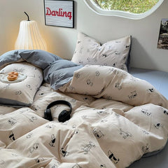YICKYUE  -  Little Puppy Print Bedding Set