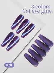 YICKYUE  -  15ML Purple Cat Eye Nail Polish Gel UV Gel Soak Off Nail Magnetic Gel Polish Nail Art DlY For Salon At Home For Summer
