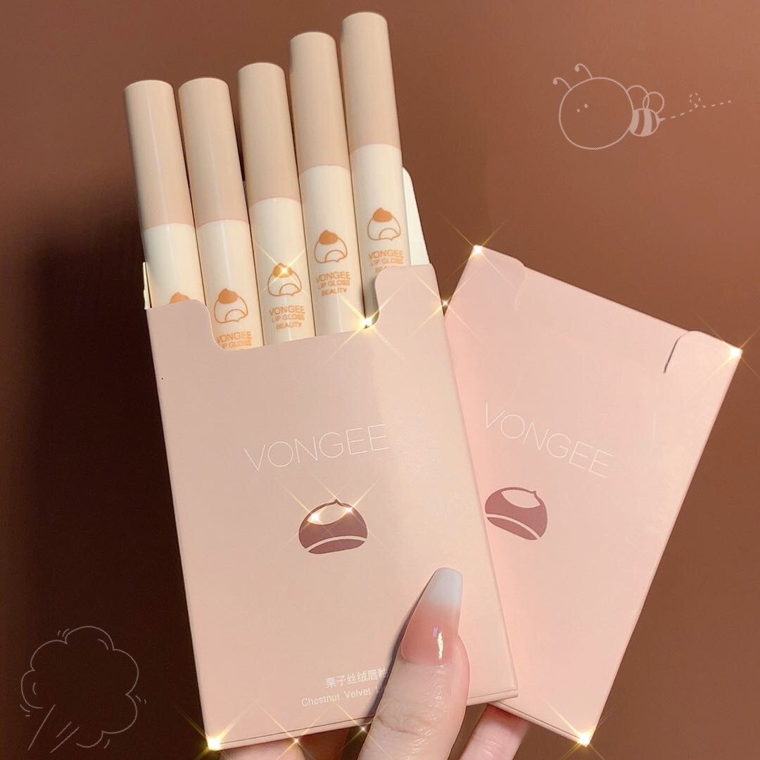 VONGEE 5Pcs/Set  Velvet Lip Glaze Matte Lipstick Gift Box Set Student Lip Glaze Show White Make Up