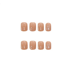 24PCS Sweet Fake Nails press on Crystal Pearl Full Cover Midi Nails Suitable Fairy Girls Decor Wearable  nail tips free shipping