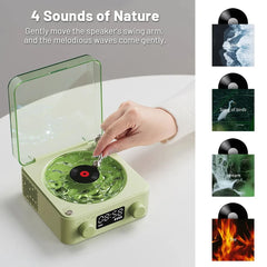 YICKYUE  -  Waves Vinyl Player Bluetooth Speaker with White Noise Retro Turntable Speaker Sleep Aid Vitrola Shaped Speaker with RGB Light