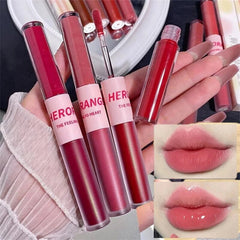 Yickyue Double-headed Lip Glaze Glossy matte lipstic Gloss Non-fading Lipstick Matte Mirror Lipstick Students Lip Makeup Girls Cosmetics