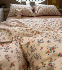 YICKYUE  -  Fashion pastoral flower red bedding set,twin full queen american country cotton home textile bed sheet pillow case quilt cover