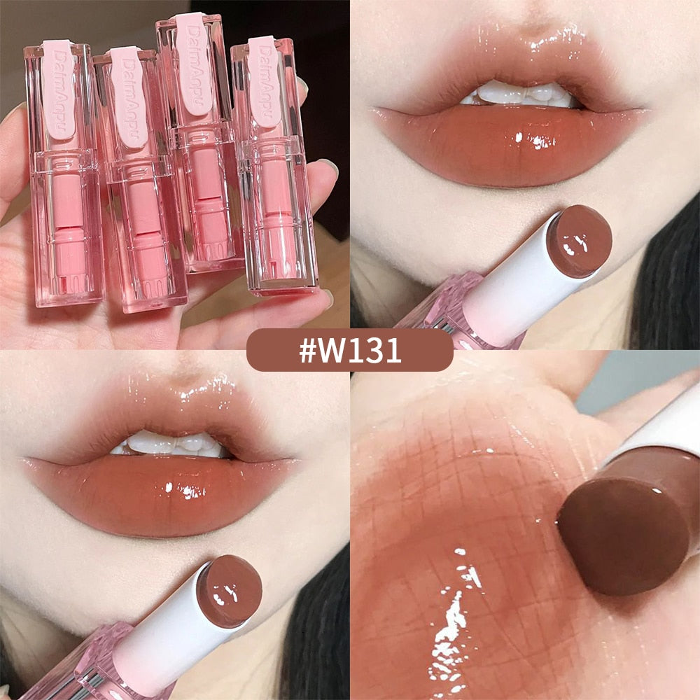 Yickyue Mirror Jelly Lipstick 4 Colors Moisturizing Natural Non-Stick Cup Tinted Lip Blam Red Brown Sexy Lasting Lips Makeup Cosmetic