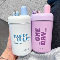 Yickyue 400ml Cute Thermos Water Bottle For Children Stainless Steel Kawaii Thermal Coffee Mug For Girl Travel Sport Vacuum Cup