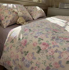 YICKYUE  -  Sweet purple pink flower bedding set,twin full queen king romantic floral cotton home textile bed sheet pillow case quilt cover