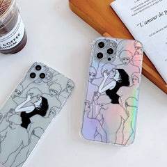Art David Diy phone case silicone girl cover conque for iphone xr xs max 11 pro max 12 mini x 7 8 plus kiss capa shell