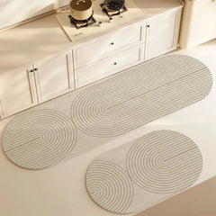 YICKYUE  -  Super Absorbent Kitchen Mat Non-slip Diatomite Kitchen Rug Elliptical Long Carpet Simple Line Bathroom Mat Kitchen Supplies
