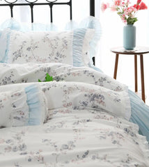 Yickyue -  blue floral bedding set girl,twin full queen king cotton single double home textile bedspread pillow case duvet cover