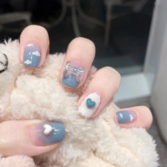 24Pcs/Box Charming Bow Fake Nails Butterfly Press On Nails Long Sets Ballet Diamond Nail Patch Wearable Full Cover Nail Tips