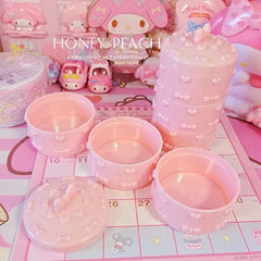 Cute Bow storage box Candy Color Kawaii Pink Women's cosmetics storage Box Container Office School Supplies  jewel case