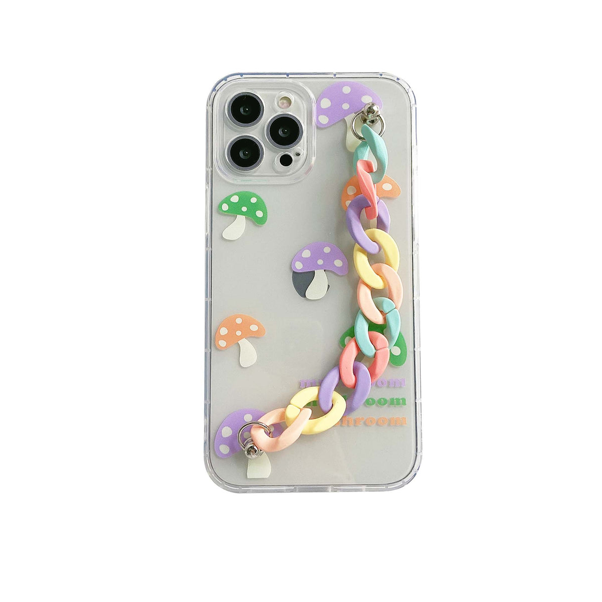 Cartoon mushroom silicone phone case bracelet cover diy 3d cute capa for iphone 11 12 mini pro max 7 8 plus x xr xs max conque