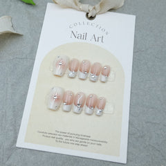 White Stars Handmade Press On Nails