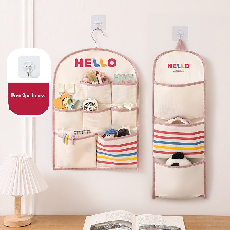 YICKYUE  -  Wall Closet Hanging Storage Organizer with 7 Pockets Hanging Pocket Pantry Organizer for Bedroom Closet Shelves with Hook
