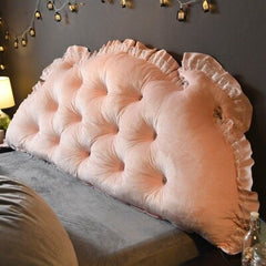 TONGDI Home Soft Lace Large Pillow Back Cushion Long Elastic Backrest Multifunction Luxury Decor For Girl Princess Bedside Bed
