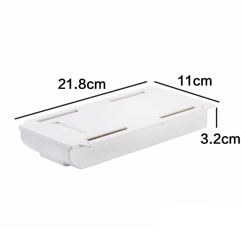 Self-Adhesive Hidden Storage Box under the table Makeup Organizer Under Desk Storage Drawer Organizer Box Stationery storage