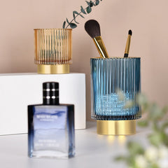 Nordic Gilt Glass Pen Holder Storage Bucket Thickened Table Lipstick Makeup Brush Organizer Jewelry Storage Box Vase Storage Box