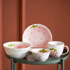 Creative Kawaii Strawberry Children's Bowl Cute Girl Heart Rice Bowl Beautiful Rice Bowl Ceramic Eating Bowl Cute Girl Princess