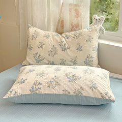 YICKYUE  -  Pastel Blue Flowers Print Bedding Set