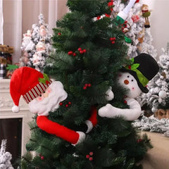 YICKYUE  -  Christmas Tree Ornament Cute Hugs The Tree Doll, Santa Claus Snowman, Festive Decor Noel Atmosphere Cloth Xmas New Year 2025